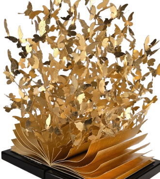 Book of Life - Gold - 94 x 198 x 13 cm |- Sculpture en métal découpé au laser |- Sculpture en métal découpé au laser